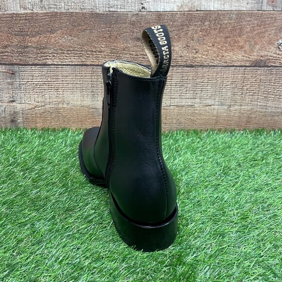 Men's Western Rodeo Genuine Black Leather Half Boots with Zipper Dubai Toe 266 - Picture 4 of 7